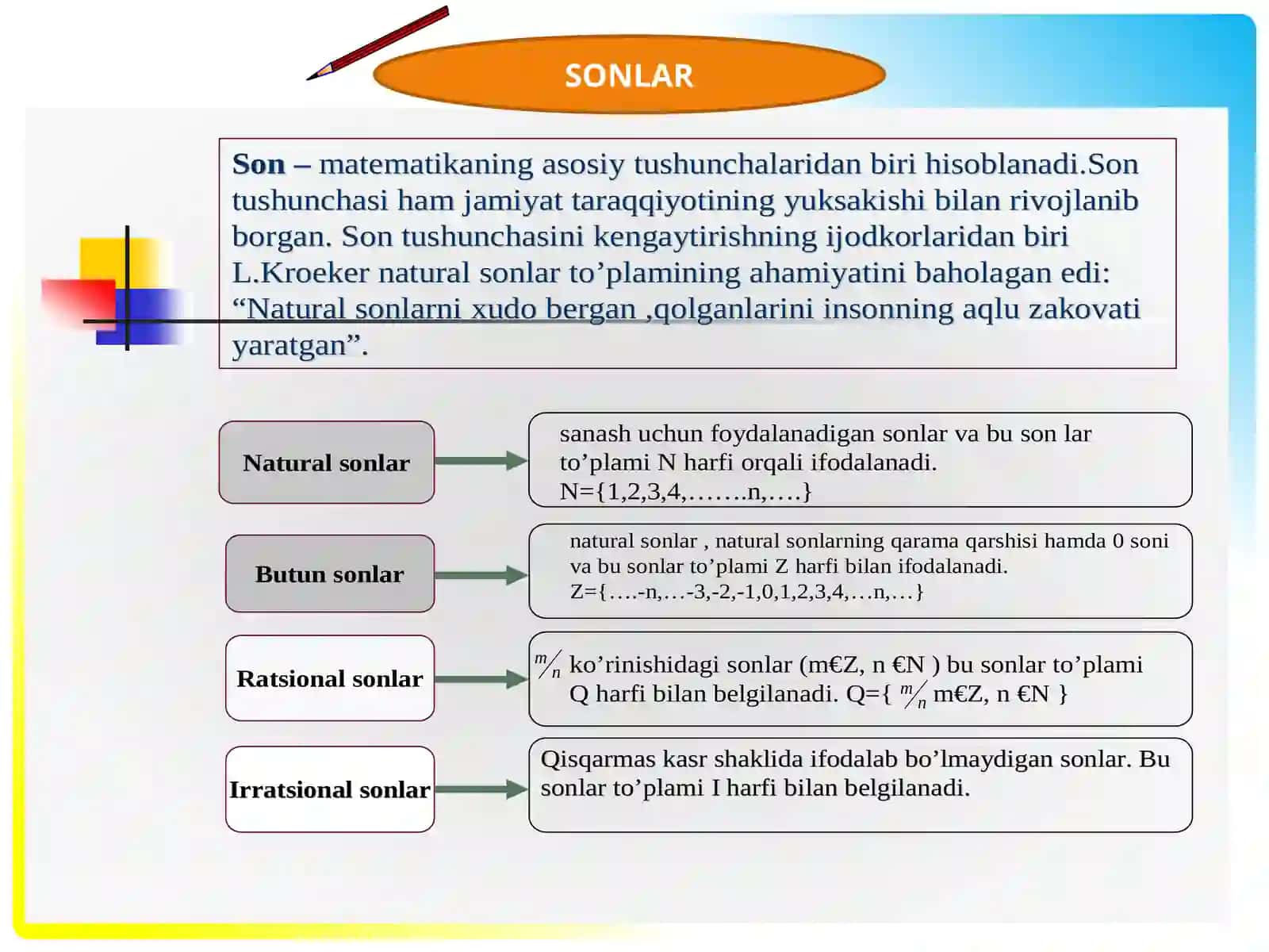 Sonlar, sonlar bilan turli hisoblash amallarini bajarish 3