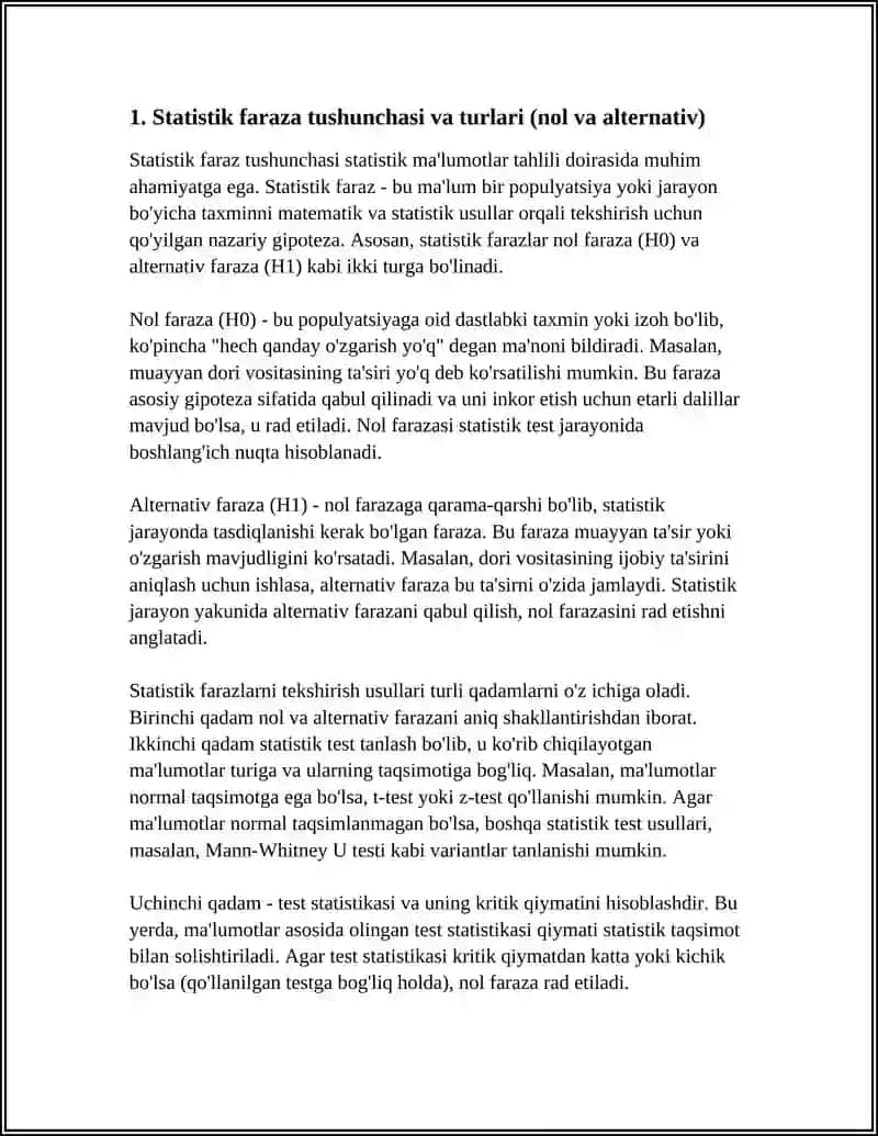 STATISTIK FARAZLAR VA ULARNI TEKSHIRISH USULLARI 3