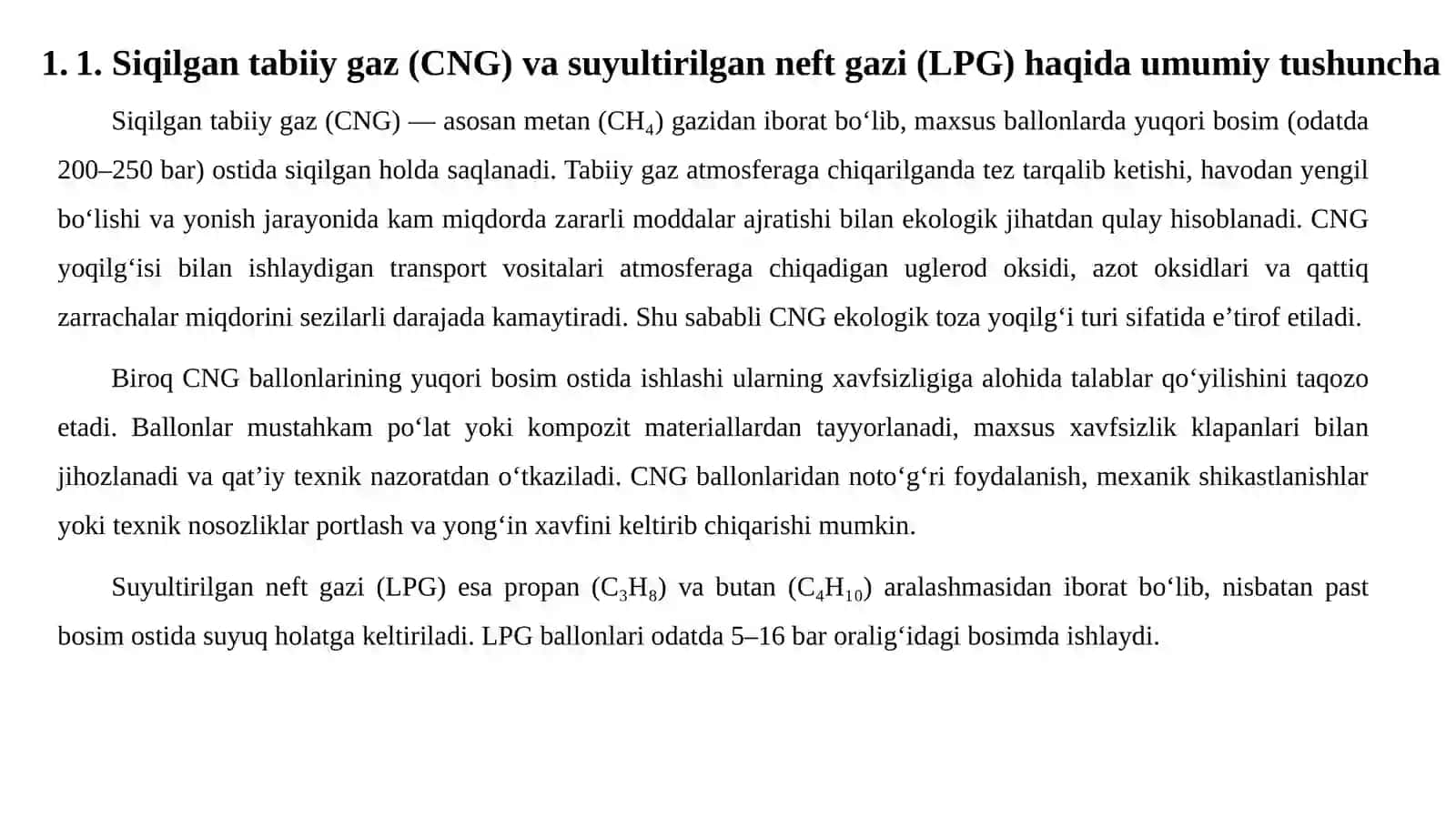 SIQILGAN TABIIY GAZ (CNG) VA SUYULTIRILGAN GAZ (LPG) BALLONLAR XAVFSIZLIGIGA QO‘YILADIGAN ME’YORIY TALABLAR 3