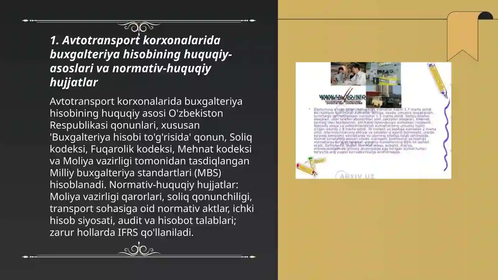 Avtotransport korxonalarida buxgalteriya hisobini tashkil qilish asoslari 3