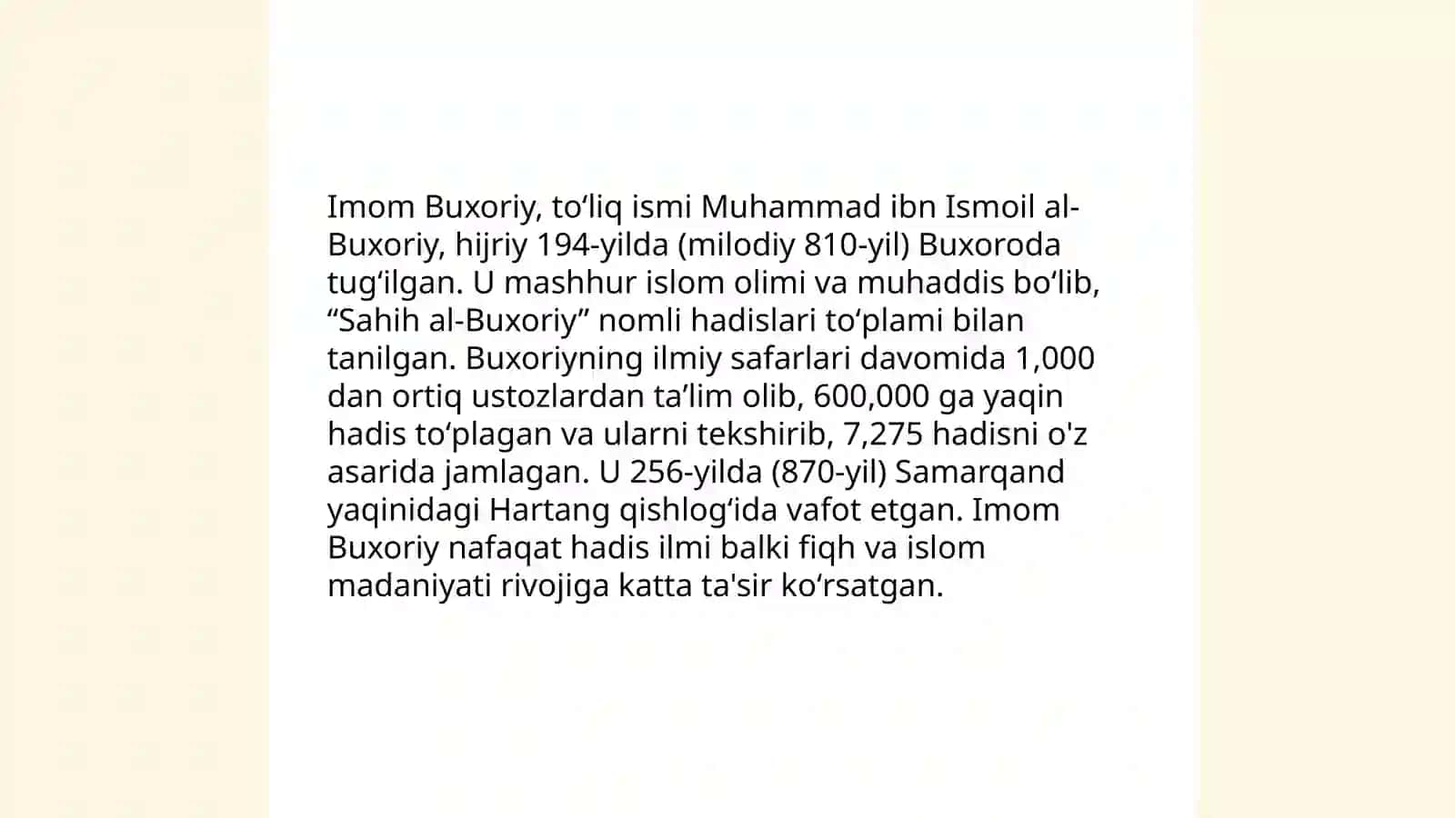 Imom Buxoriy va Imom Termiziyning hadis ilmiga qo’shgan hissalarini qiyosiy tahlili 3