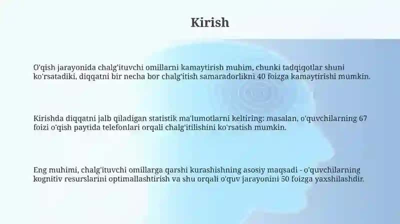 O’qish jarayonida chalg'ituvchi omillarni kamaytirish 3