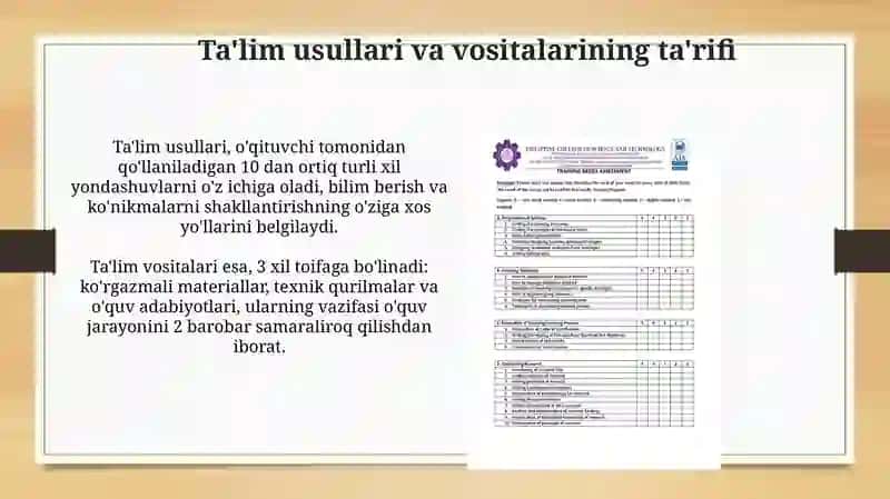 Ta'lim Usullari va Vositalari 3