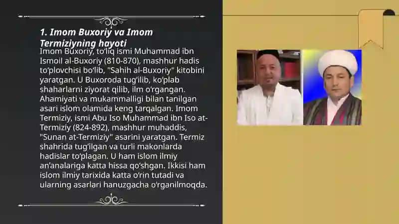 Imom Buxoriy va Imom Termiziyning hadis ilmiga qo'shgan hissalarini qiyosiy tahlili 3