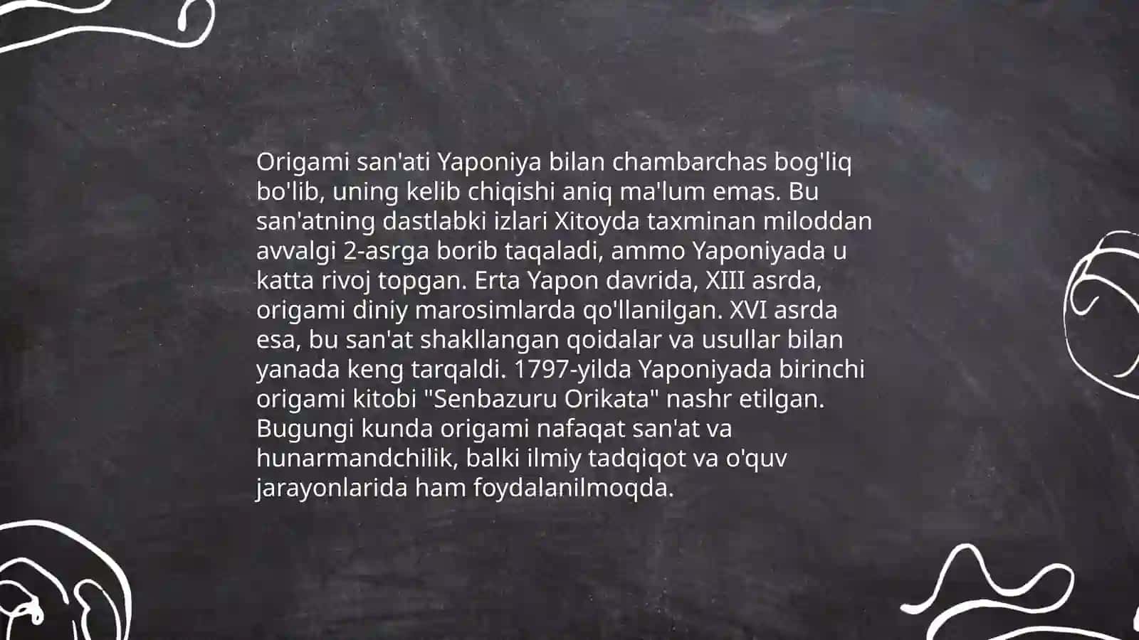 Origami san'atining rivojlanish tarixi.origami usulida oʻyinchoq yasash 3