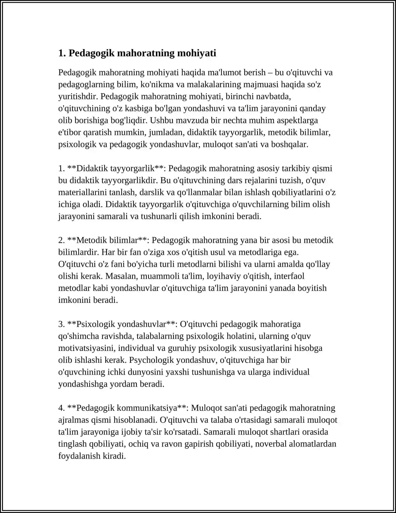 PEDAGOGIK MAHORAT HAQIDA TUSHUNCHA VA UNING ÔQITUVCHI HAYOTIDA TUTGAN ÔRNI 3