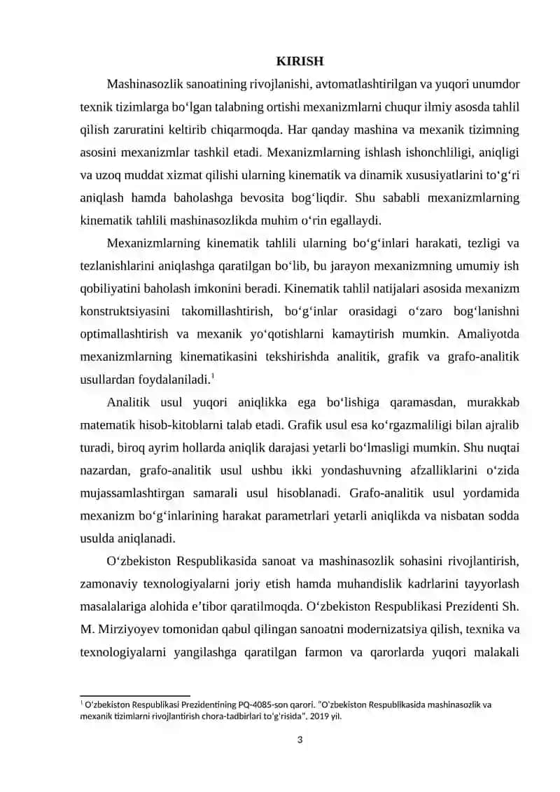 Mexanizmlarning kinematikasini grafo-analitik tekshirish 3