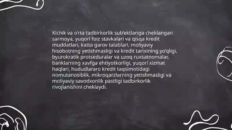 Tadbirkorlikni rivojlantirishdagi muammolar 3