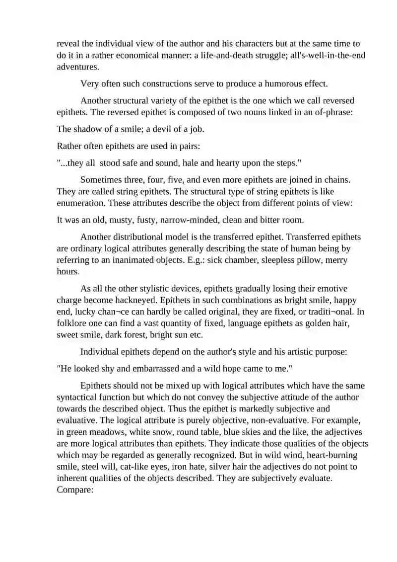 Lecture 10: Interaction of Logical and Emotive Meanings: Interjections, Epithet, Oxymoron 3