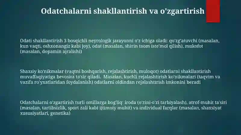 Shaxsning malaka va odatlari 3