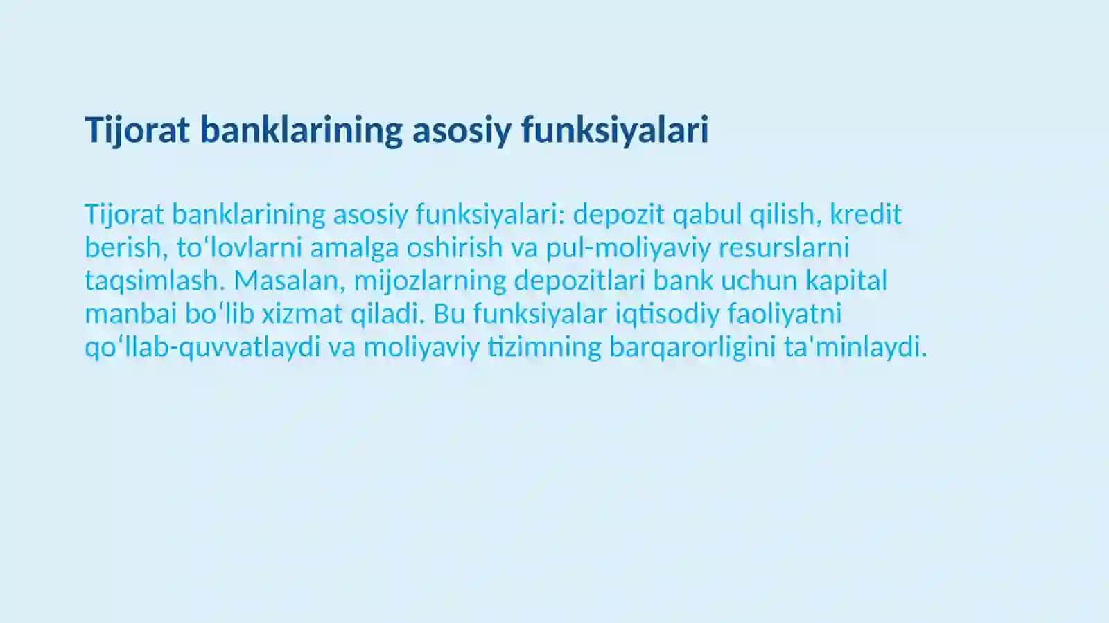 Tijorat banklari va ularning funksiyalari 3