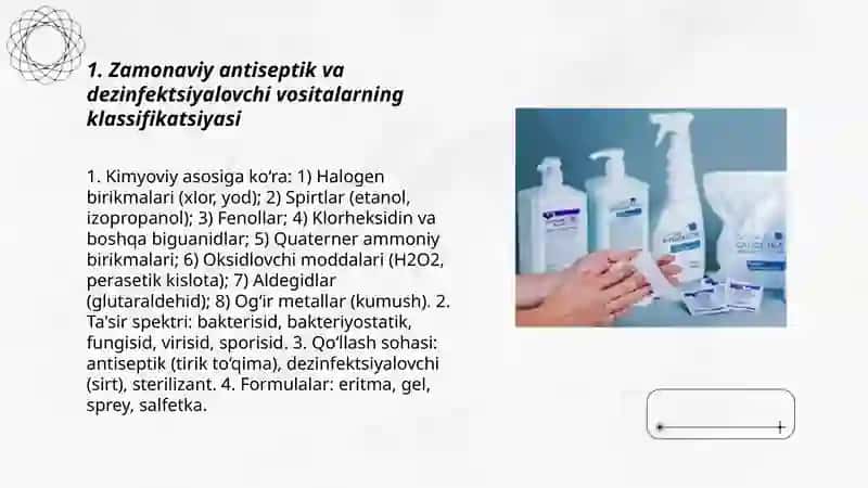 Zamonaviy antiseptik va dezinfektsiyalovchi vositalar 3