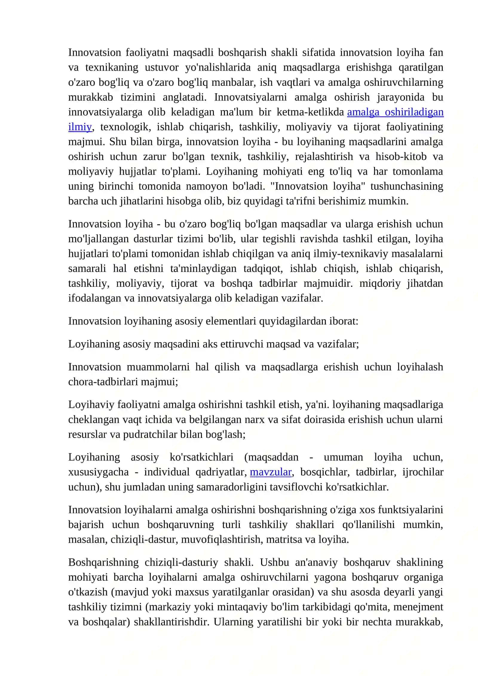 Innovatsion loyihani amalga oshirish va uning samaradorligini nazorat qilish 3