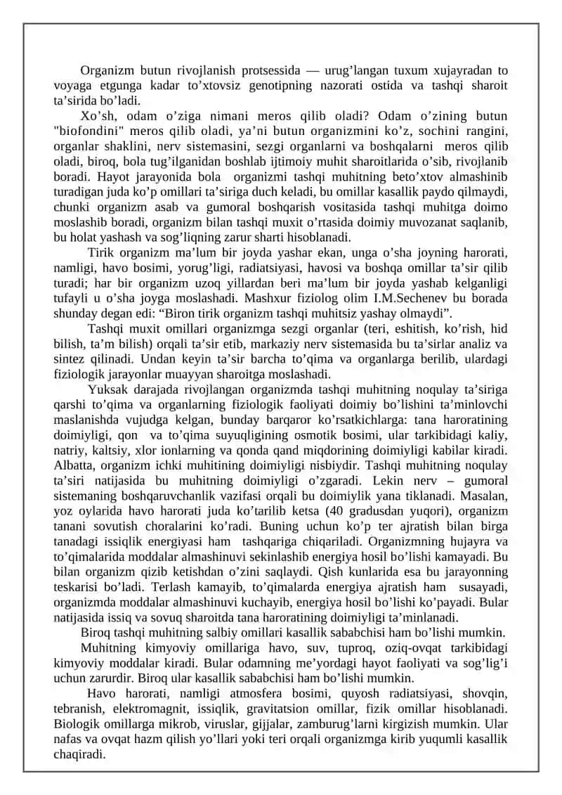 Inson organizmiga tashqi muxit omillarining ta’siri 3