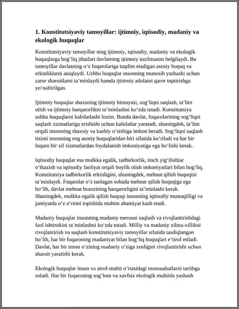 IJTIMOIY, IQTISODIY, MADANIY VA EKOLOGIK HUQUQLARNING KONSTITUTSIYAVIY ASOSLARI 3