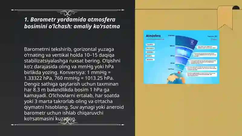 Barometr yordamida atmosfera bosimini o‘lchash 3