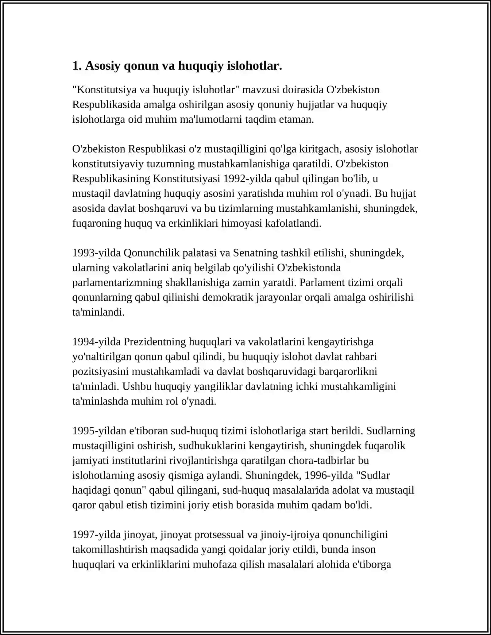 MUSTAQILLIK YILLARIDA DAVLAT BOSHQARUVI TIZIMIDA AMALGA OSHIRILGAN ISLOHOTLAR 3