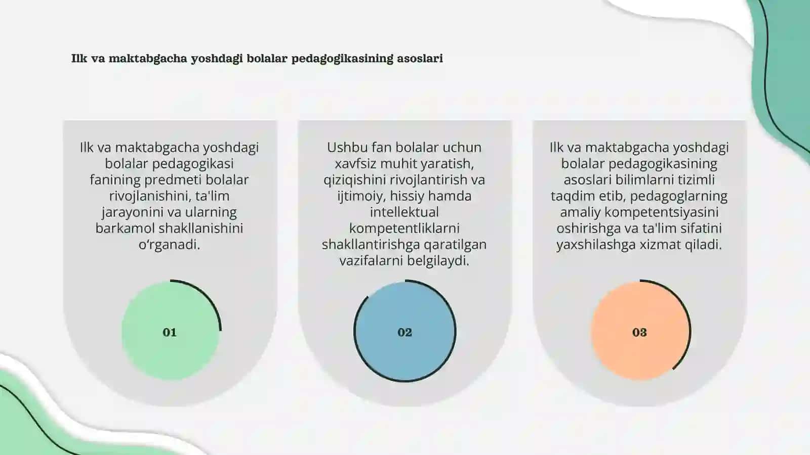 Ilk va maktabgacha yoshdagi bolalar pedagogikasi fanining predmeti va vazifalari 3