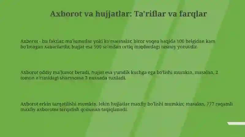 Axborot va hujjatlarning mohiyati 3