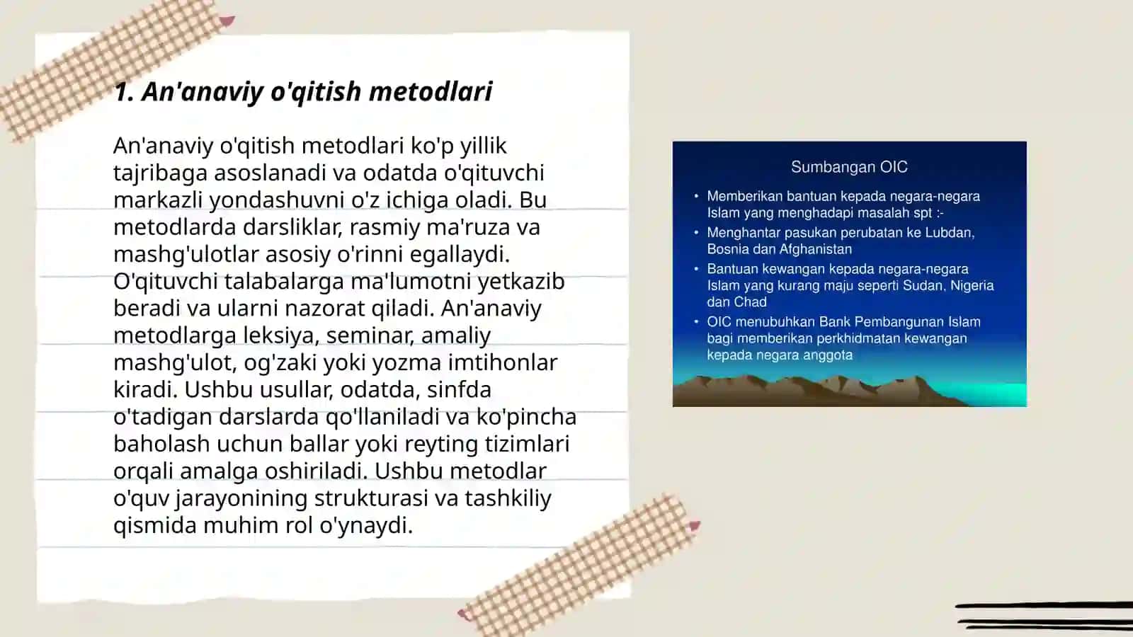 An'anaviy o'qitish metodlari 3