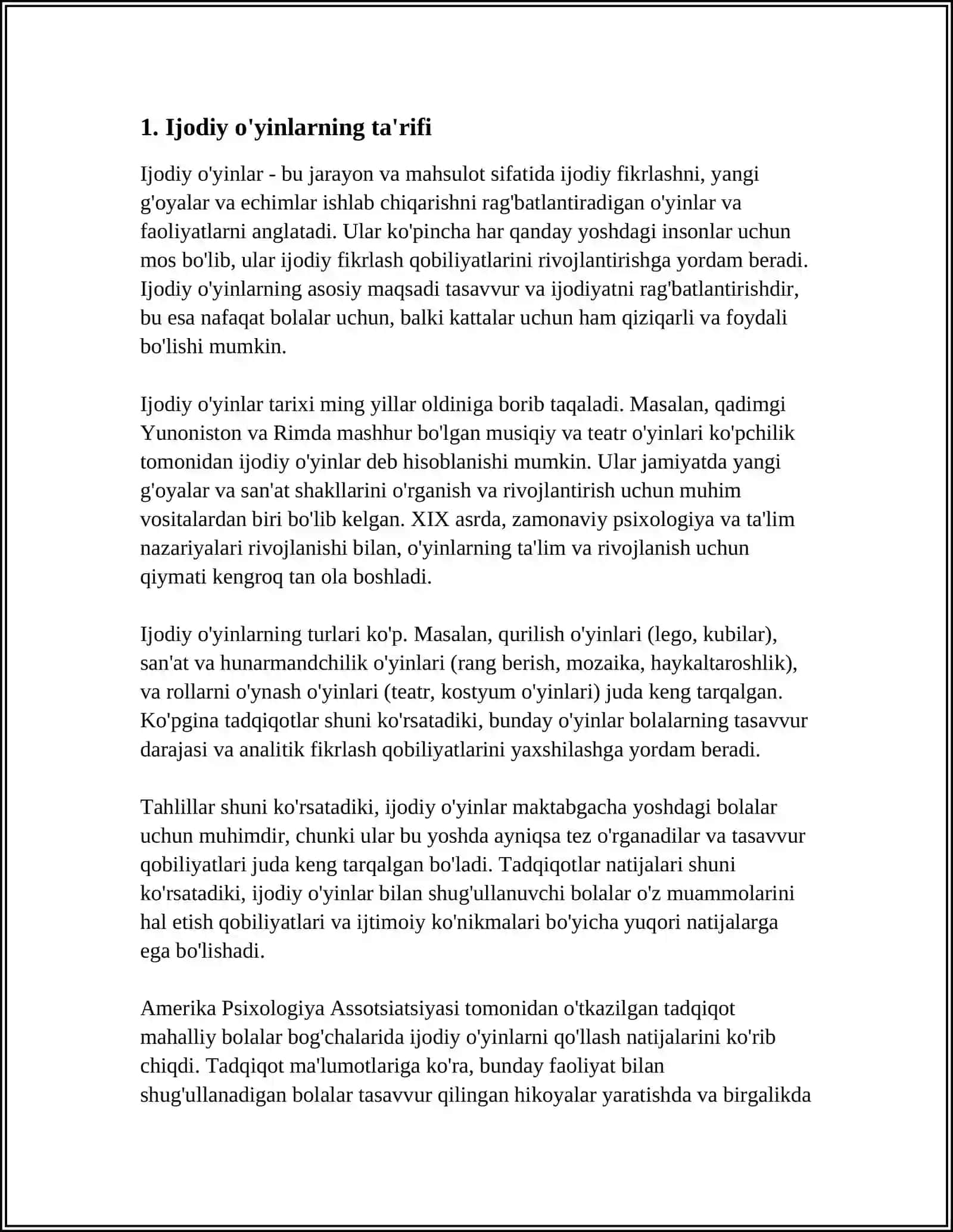 BOJALARNING IJODIY QOBILIYATLARINI RIVOJLANTIRISHDA IJODIY OʻYINLAR AHAMIYATI 3