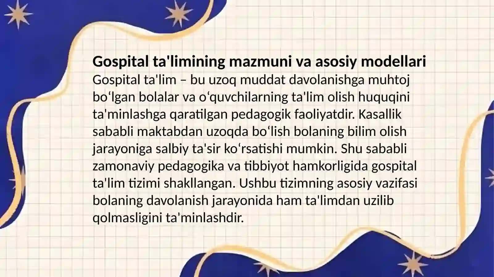 Gospital ta'lim modellari tahlili va xususiyatlari 3