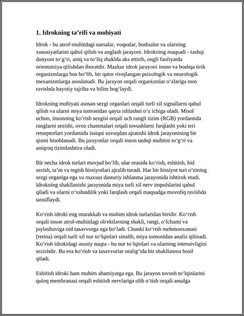 Idrok Haqida Tushuncha va Uning Xususiyatlari 3