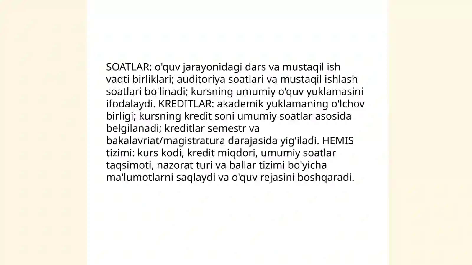 SOATLAR |KREDITLAR hemis tizimi 3