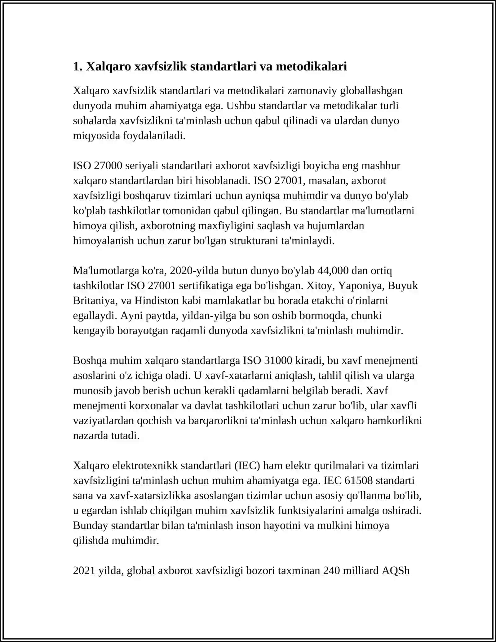 HAYOT FAOLIYATI XAVFSIZLIGINI TA'MINLASHGA OID XALQARO TAJRIBA VA IZLANISHLAR 3