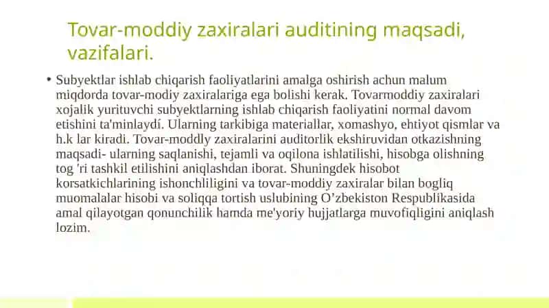 Tovar-moddiyzahiralar auditi 3
