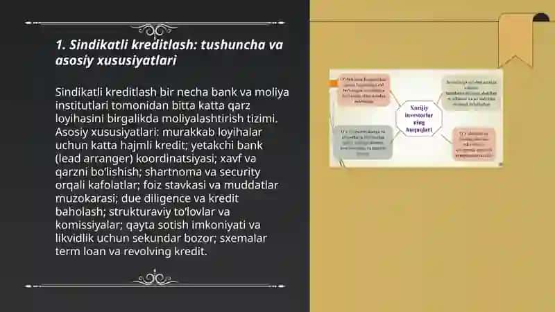 Investitsiya loyihasini sindikatli kreditlashning o'ziga xos xususiyatlari 3