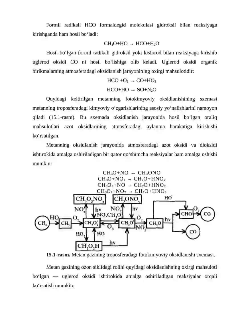 Metan gazining atmosferadagi kimyoviy o‘zgarishlari 3
