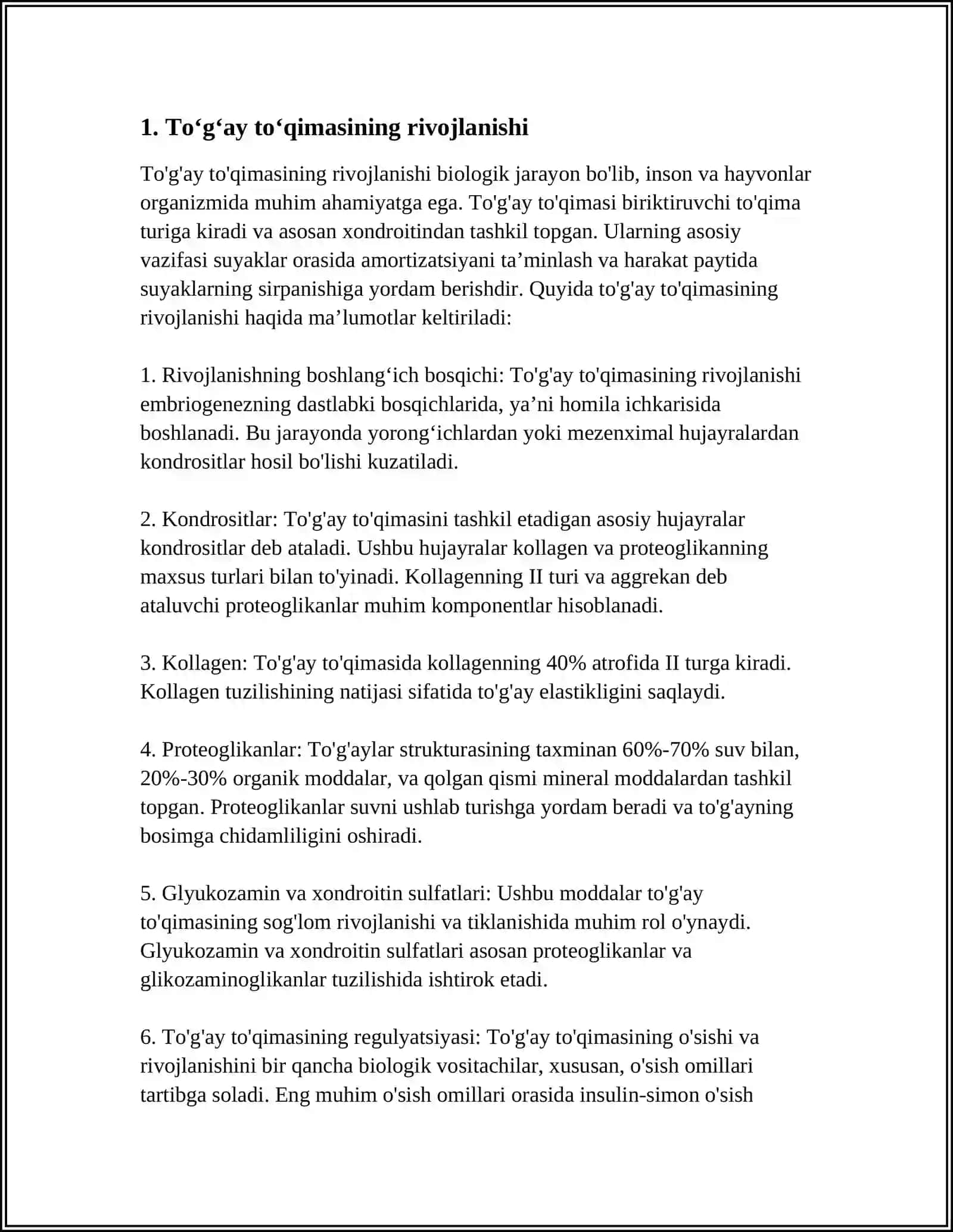 TO‘G‘AY VA SUYAK TO‘QIMALARINING RIVOJLANISHI VA REGENERATSIYASI 3