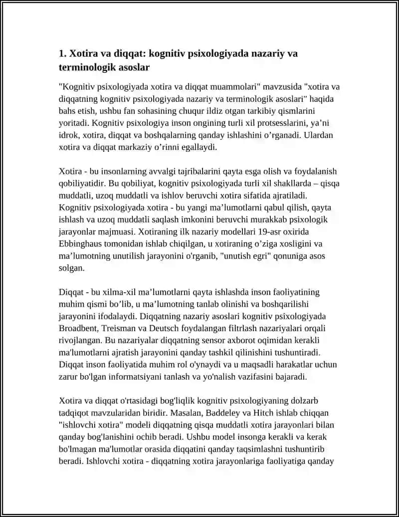 Kognitiv Psixologiyada Xotira va Diqqat Muammolari 3