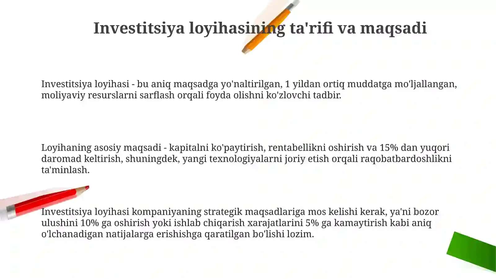 Investitsiya loyihasi tushunchasi 3