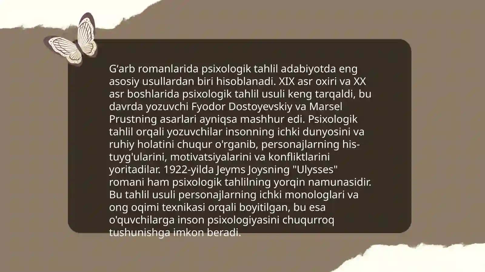 Sharq yoki G'arb yozuvchilarining badiiy asarlari tahlili va taqdimoti 3