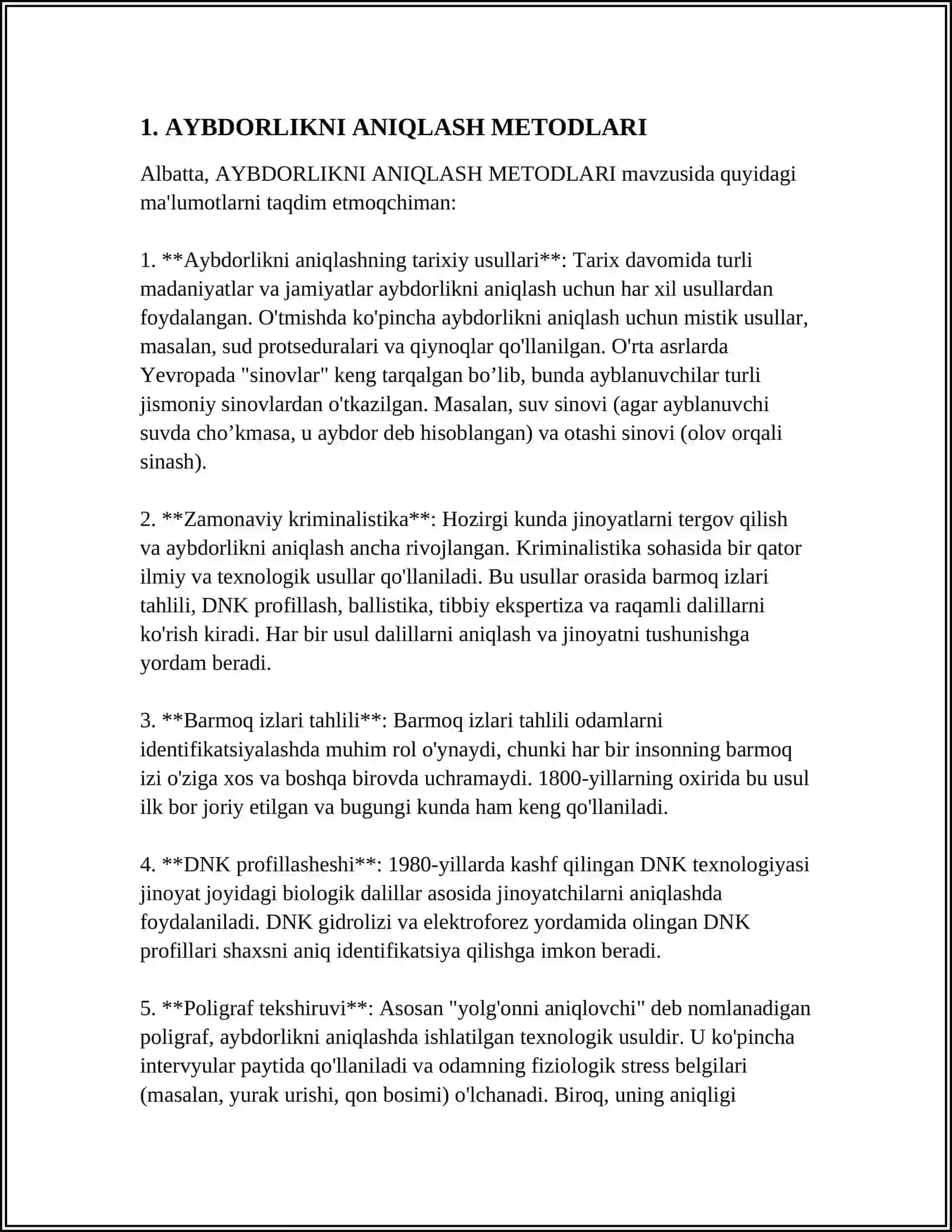 MUSTAQIL ISH Mavzu: AYBDORLIKNI ANIQLASH TESTI 3