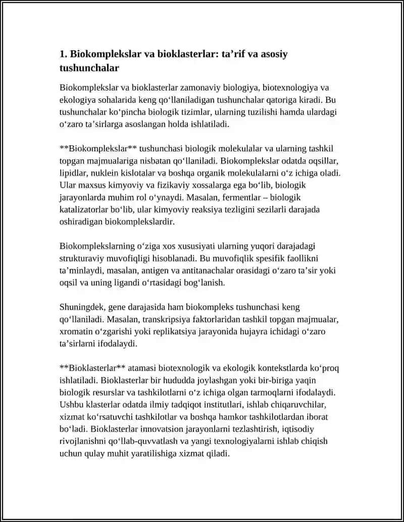 Biokomplekslar va bioklasterlar: taʼrif va asosiy tushunchalar 3