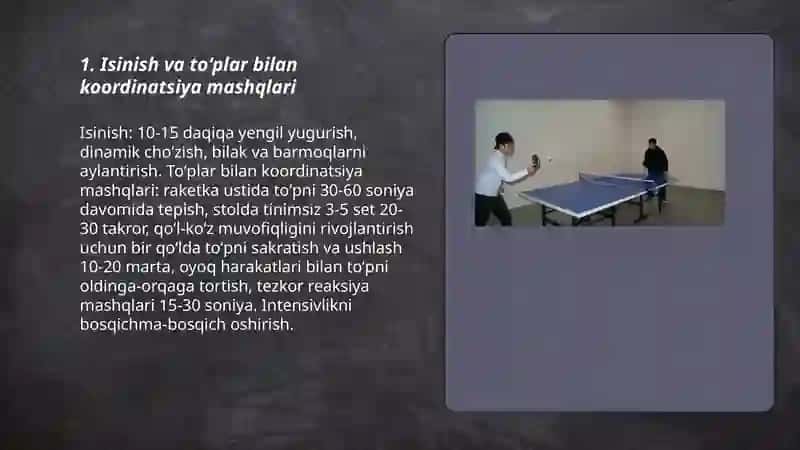 Stol tennisi. Toʻplar bilan maxsus mashqlar 3