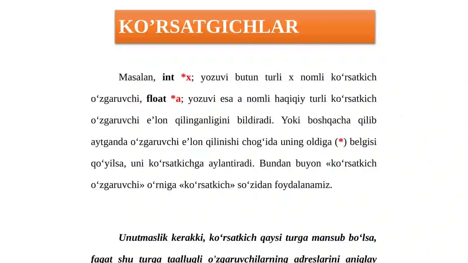 KO’RSATGICHLAR VA ADRES OLUVCHI O’ZGARUVCHILAR 3