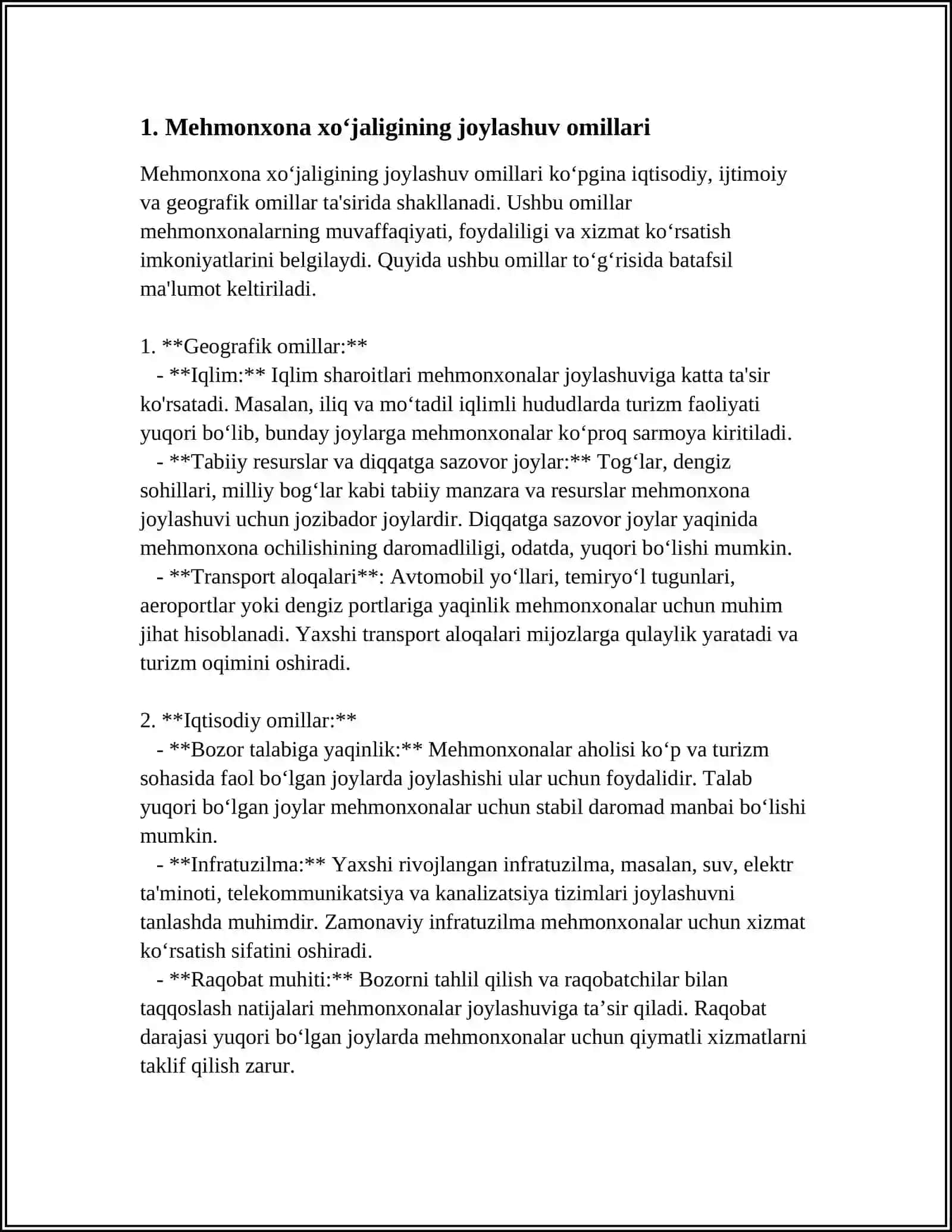 MEHMONXONA XO‘JALIGINING JOYLASHUVI VA UNI TURKUMLASH 3