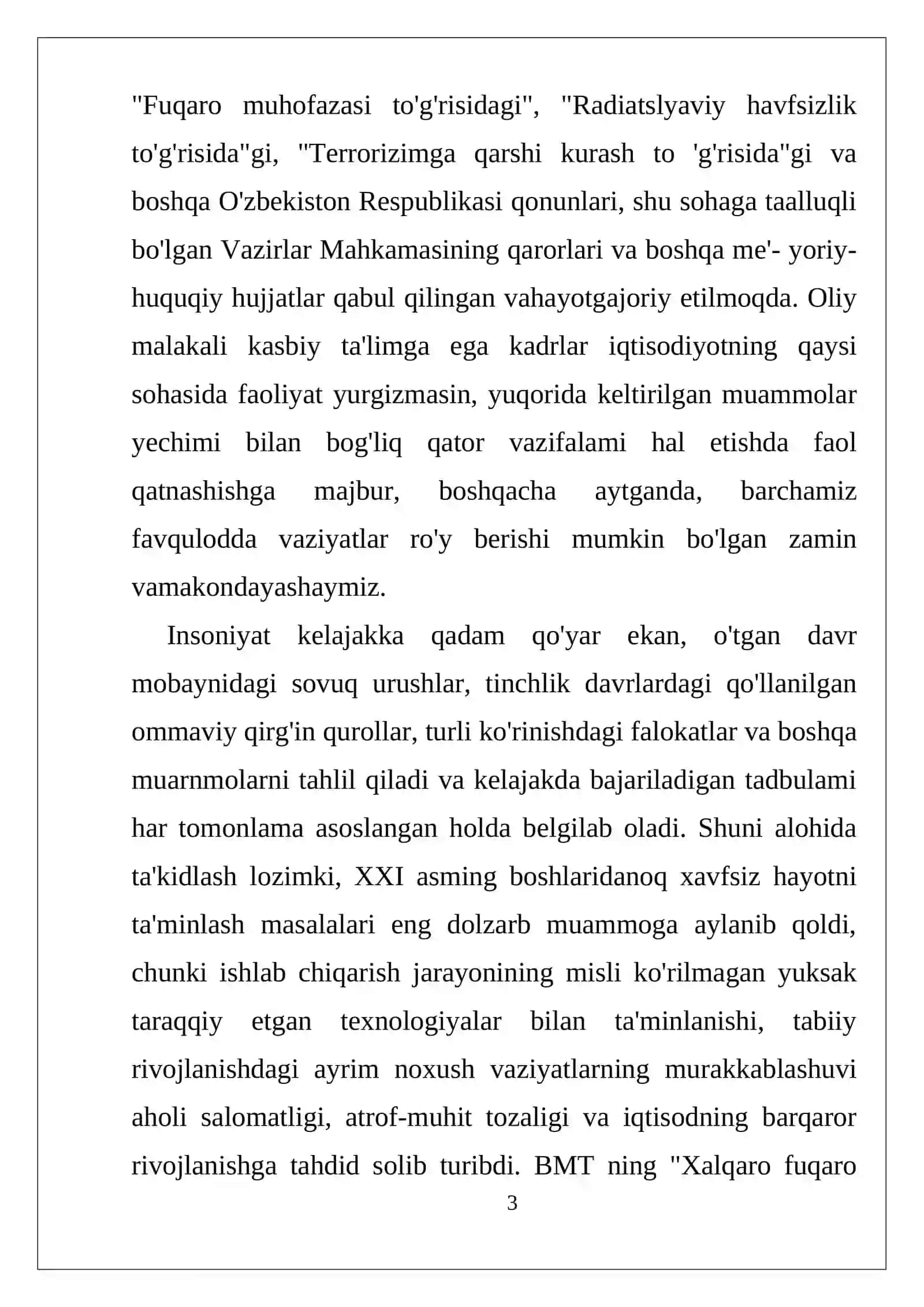 Hayot foliyati xafzizligi asoslari 3