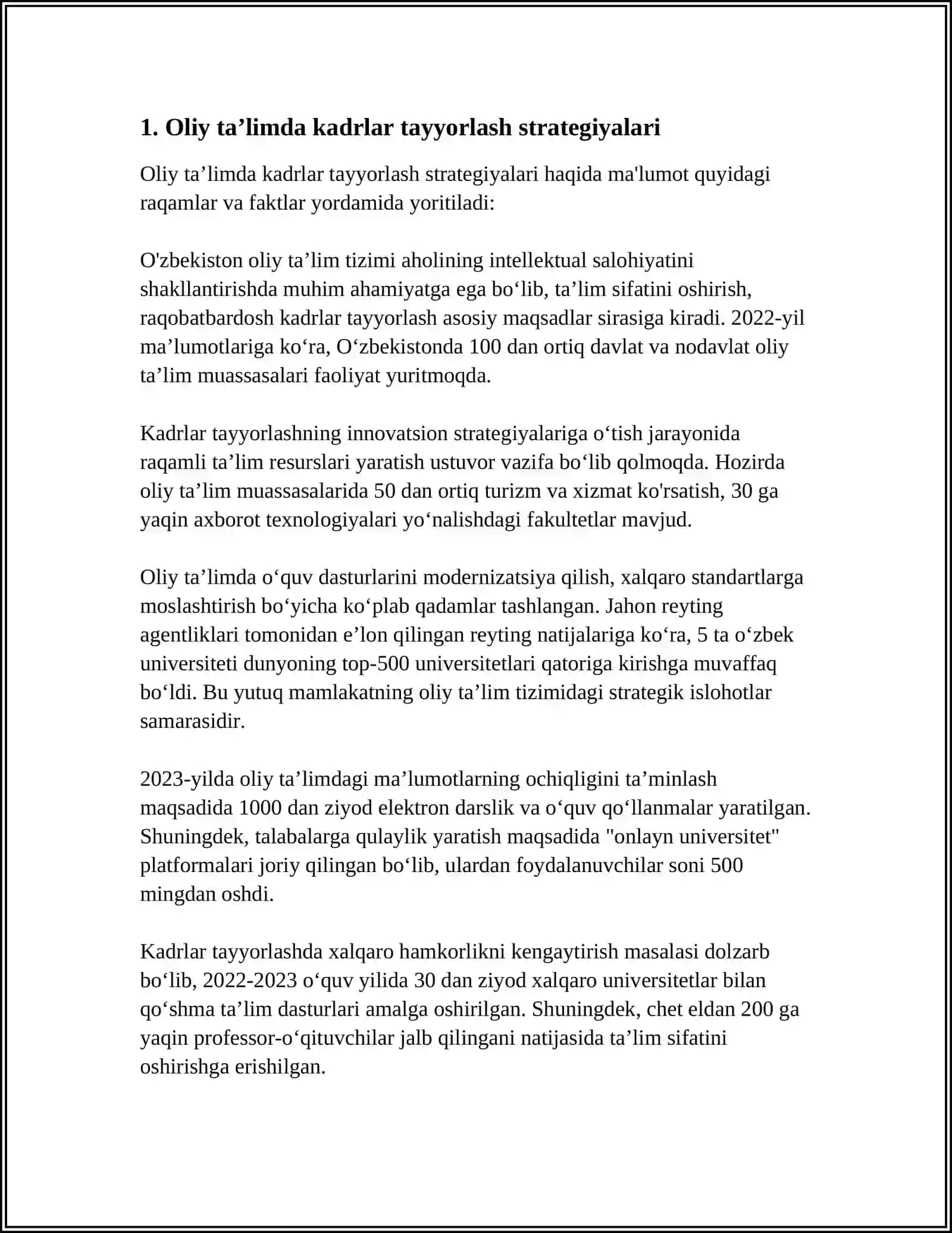 Oliy ta’limda kadrlar tayyorlash strategiyalari 3