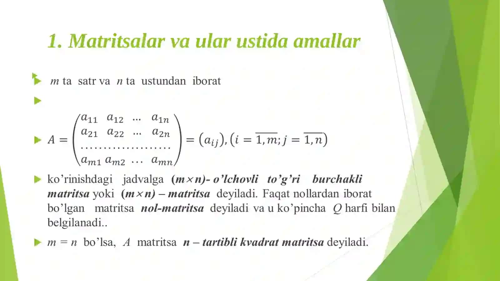Chiziqli algebraik tenglamalar sistemasini yechishning aniq usullari 3