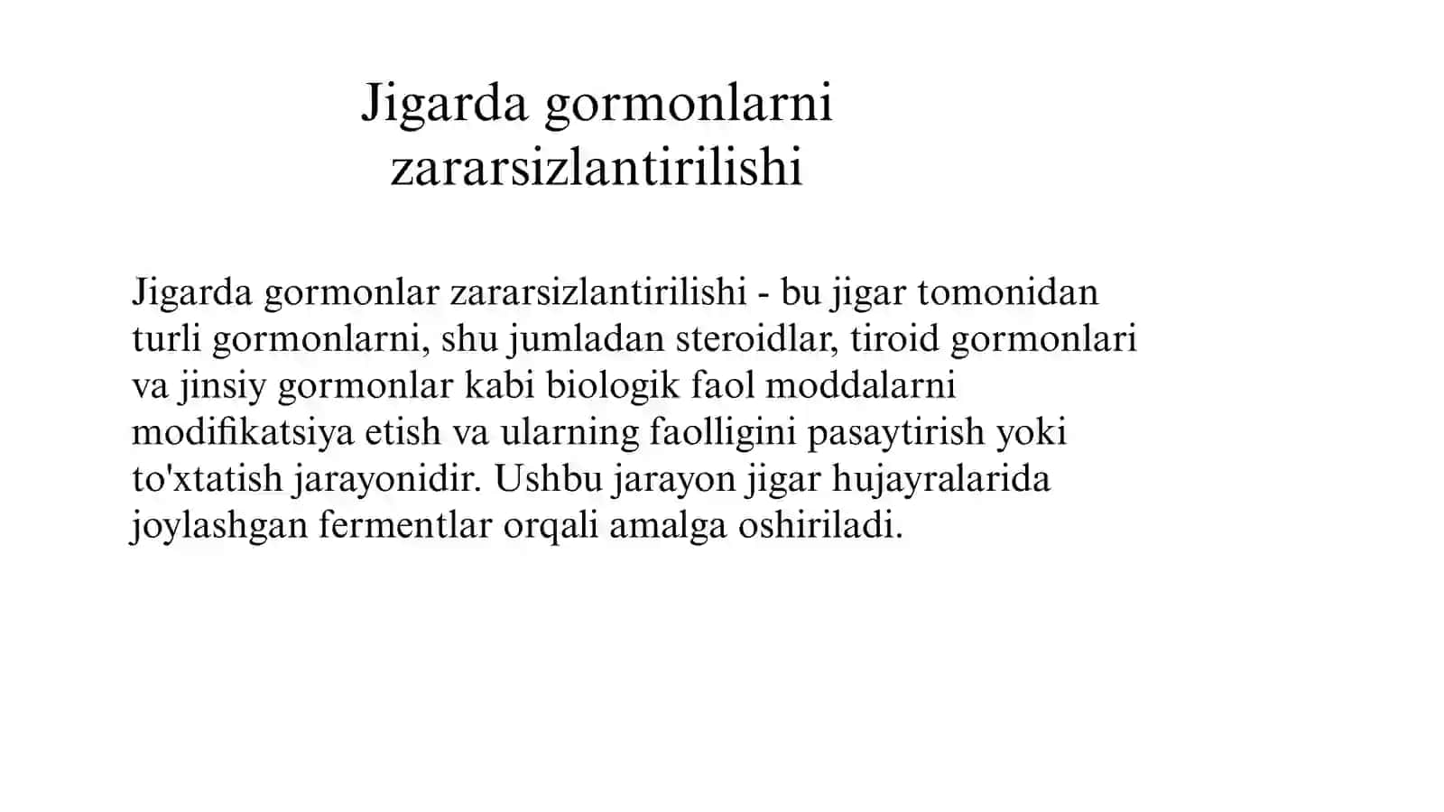 Jigarda gormonlarni zararsizlantirilishi 3