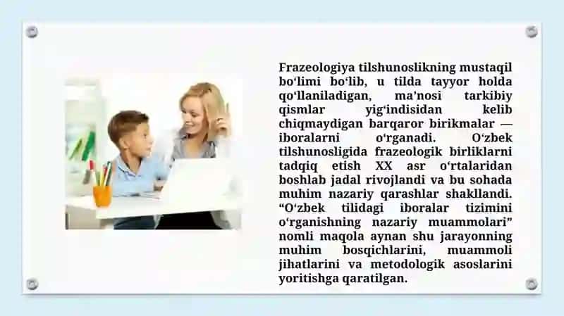 Frazeologiya. Iboralarning semantik tabiati (TAQDIMOT) 3