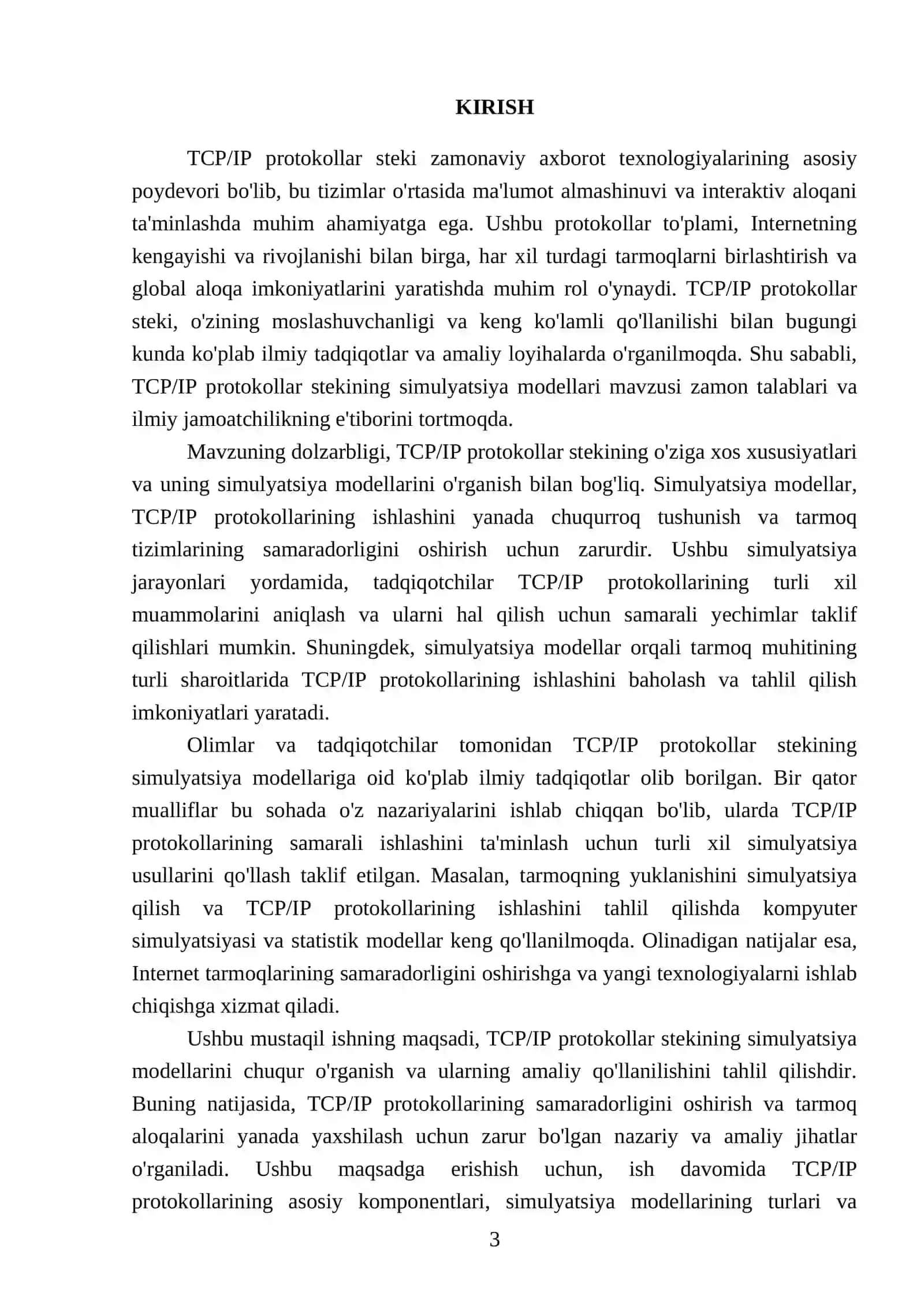 TCP/IP protokollar stekining simulyatsiya modellari 3