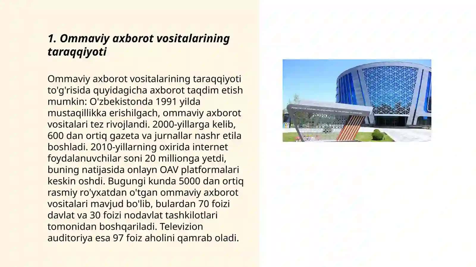 Oʻzbekiston respublikasi ommaviy axborot vositalarining faoliyati 3