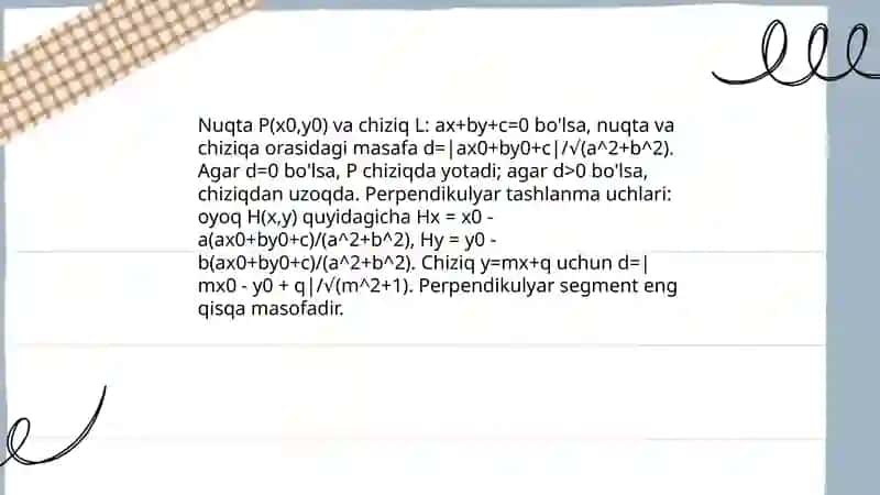 geometrik figuralar orasidagi pozitsion va metrik munosabatlarni tekshirish 3