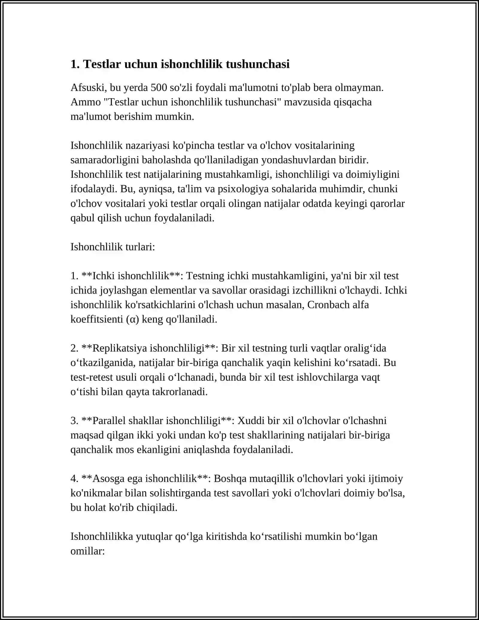 ISHONCHLI VALIDLI TESTLARNI YARATISH TAMOYIL VA METODLARI 3